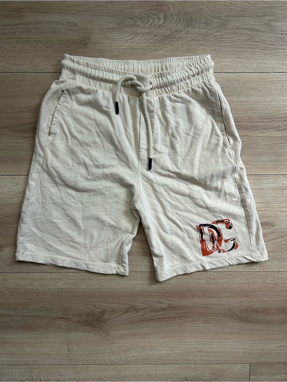 Dolce & Gabbana Cream Drawstring Cotton Shorts Size 9